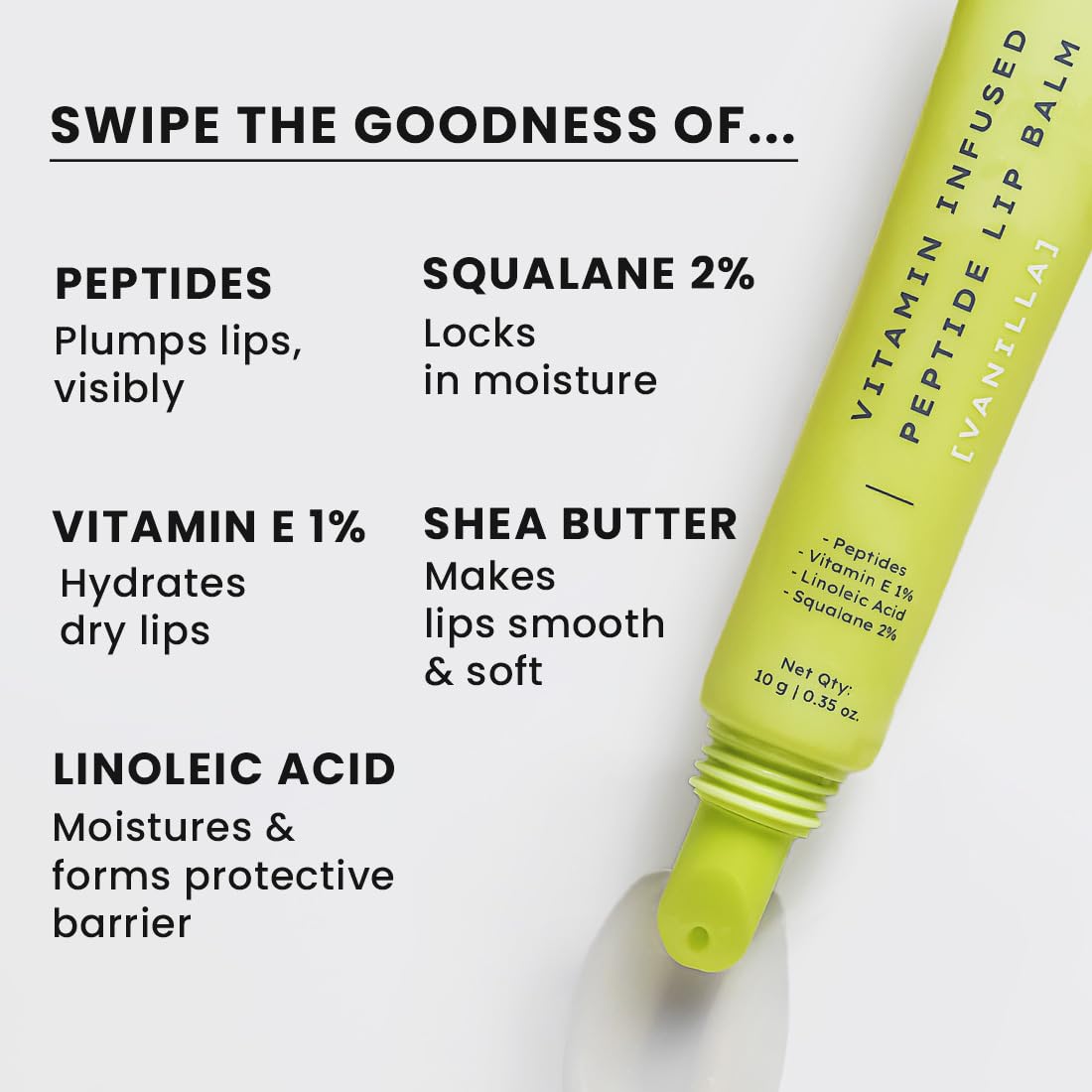 Hyphen Vitamin Infused Peptide Lip Balm - Vanilla For Dry & Chapped Lips, Hydrates & Moisturizes (10 g)