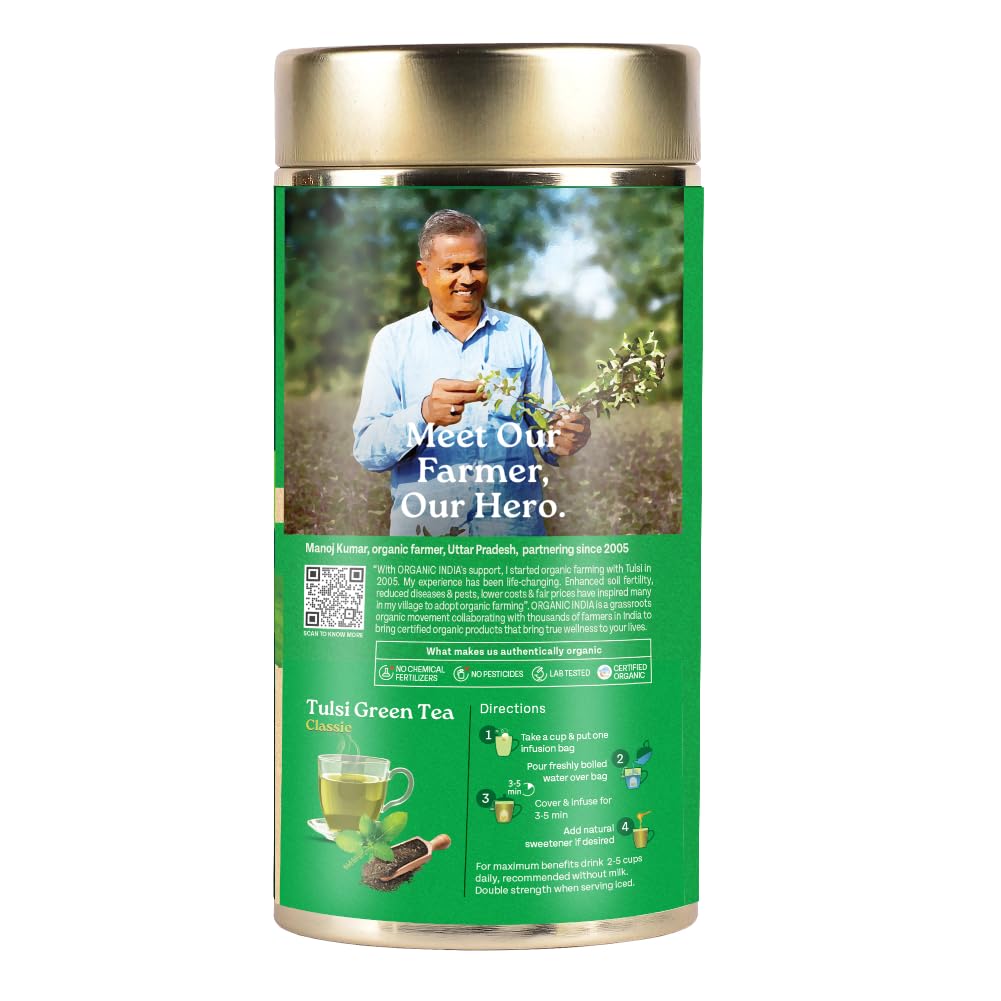 A TATA Product - Organic India Tulsi Green Tea Classic Loose Leaves - 100g