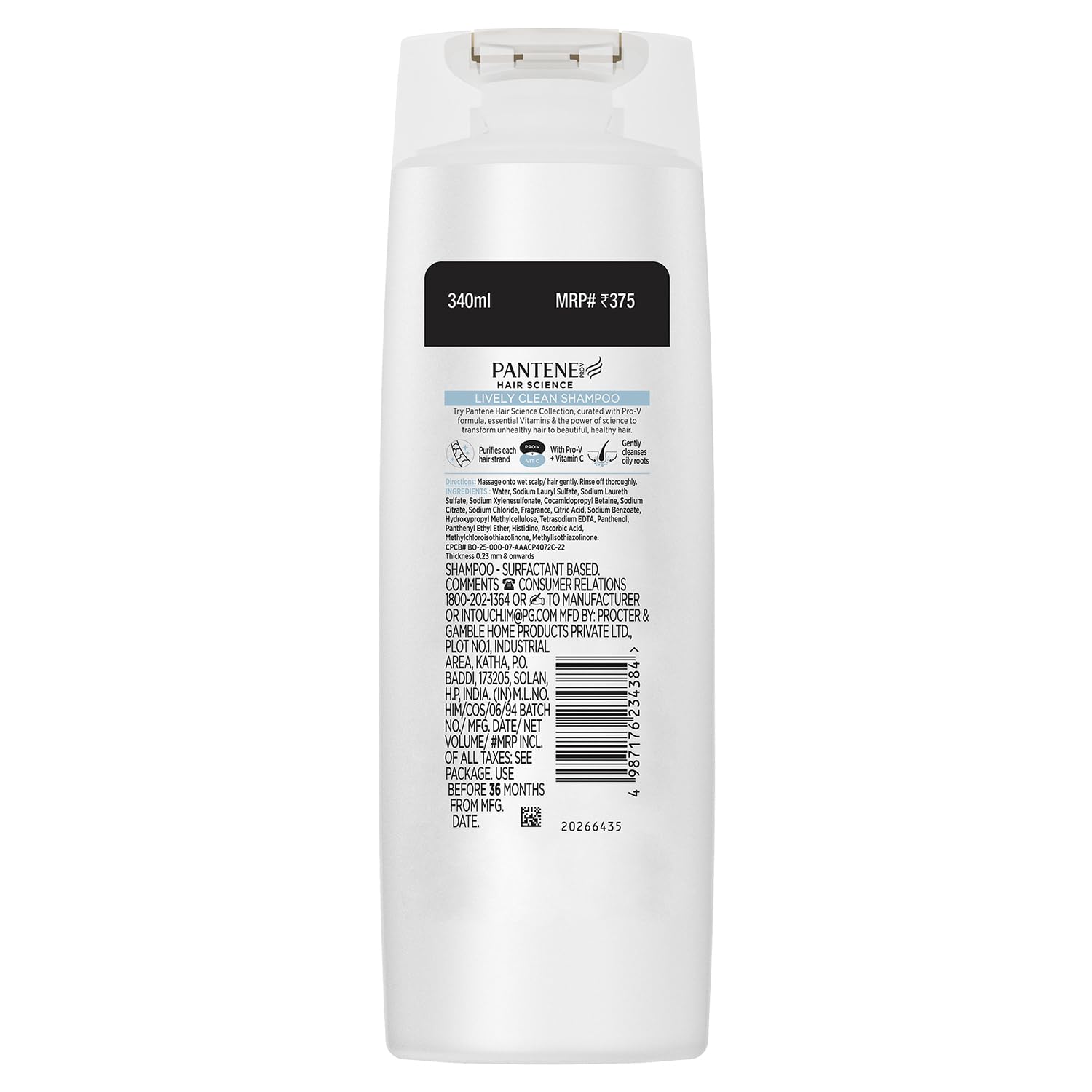 Pantene Advanced Hair Care Solution Lively Clean Shampoo, 400 ml