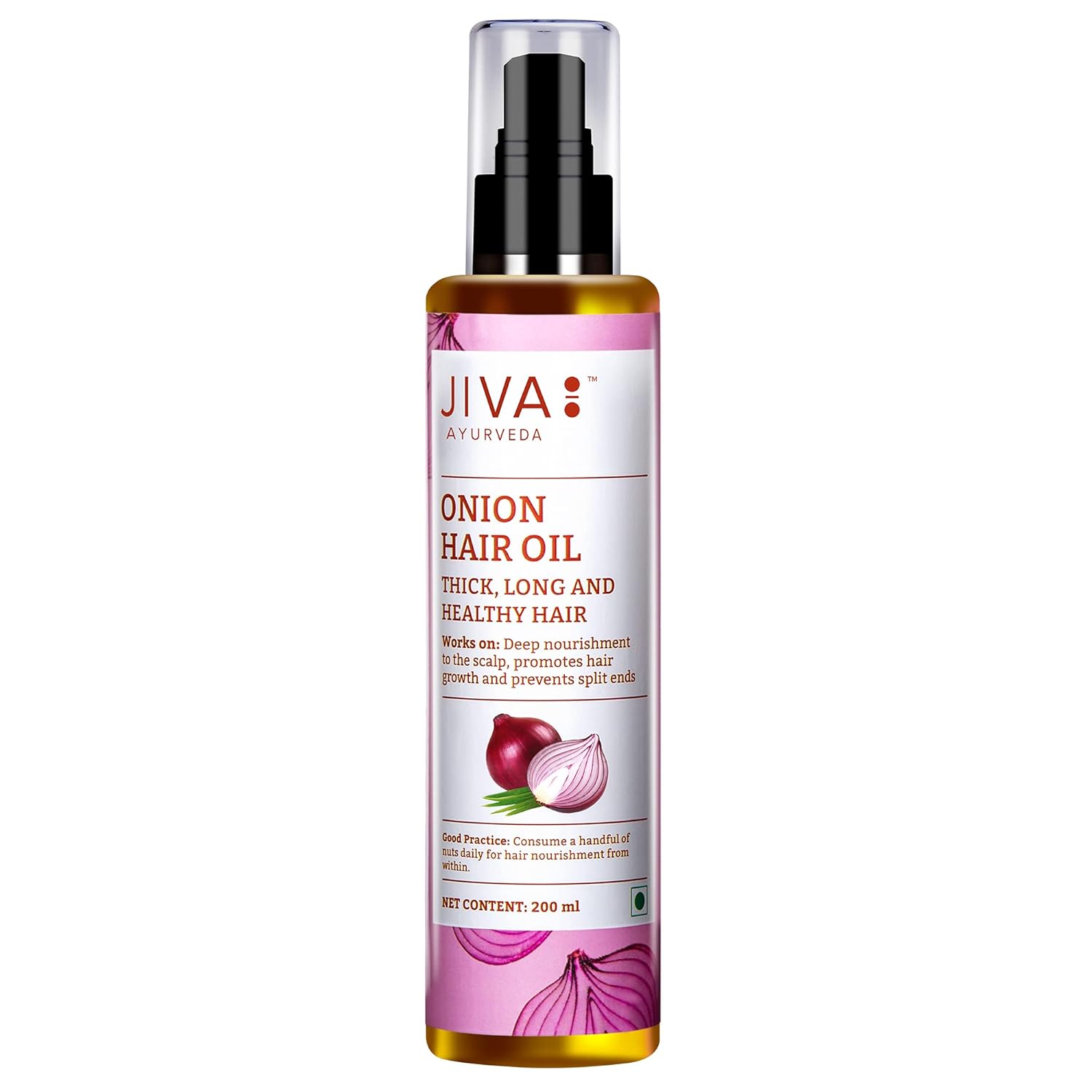 Jiva Ayurveda Onion Hair Oil (200 ml) For deep nourishment to the scalp, hair growth, dullness and split ends
