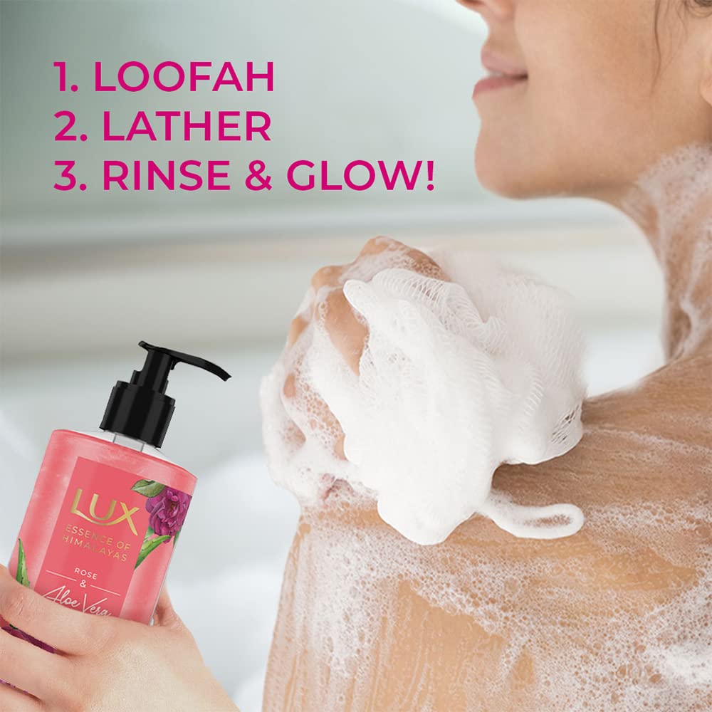 LUX Rose & Aloe Vera, Shimmering Body Wash, 400 ml, for Bright and Soft Skin, with 100% Natural Origin Rose Extract & Aloe Vera, Soap-Free, Paraben-Free, Plant Based Cleanser