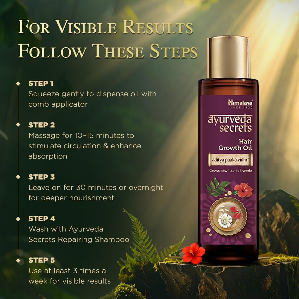 Himalaya Ayurveda Secrets Hair Growth Oil for Men & Women | With Bhringaraja, Hibiscus & Curry Leaf | Supports New Hair Growth & Reduces Damage | Paraben & Sulphate Free | 100 ml