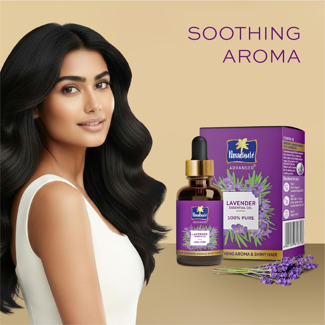 Parachute Advansed Lavender Essential Oil 14ml | 100% Pure | For long & thick hair | Soothing Aroma | Soft & Shiny Hair | Promotes Healthy-Looking Hair