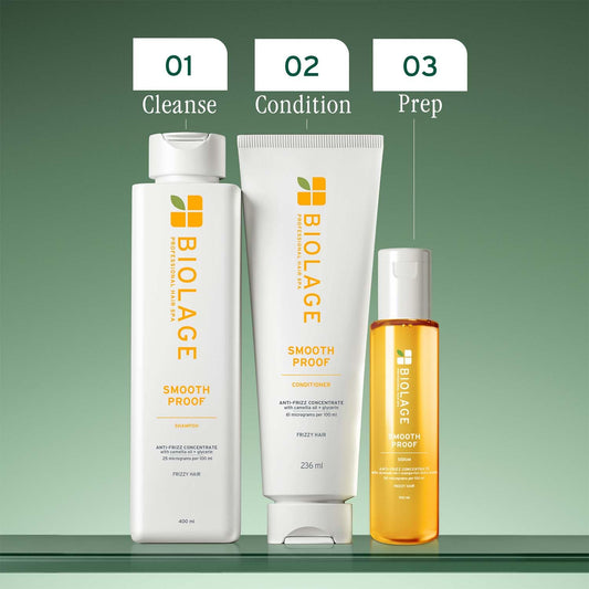 Biolage Smoothproof Professional 2-Step Combo | Shampoo 200ml + Conditioner100ml Up to 72HR Frizz Control| With Camellia Oil & Glycerin| For Women and Men| Vegan & Cruelty-Free