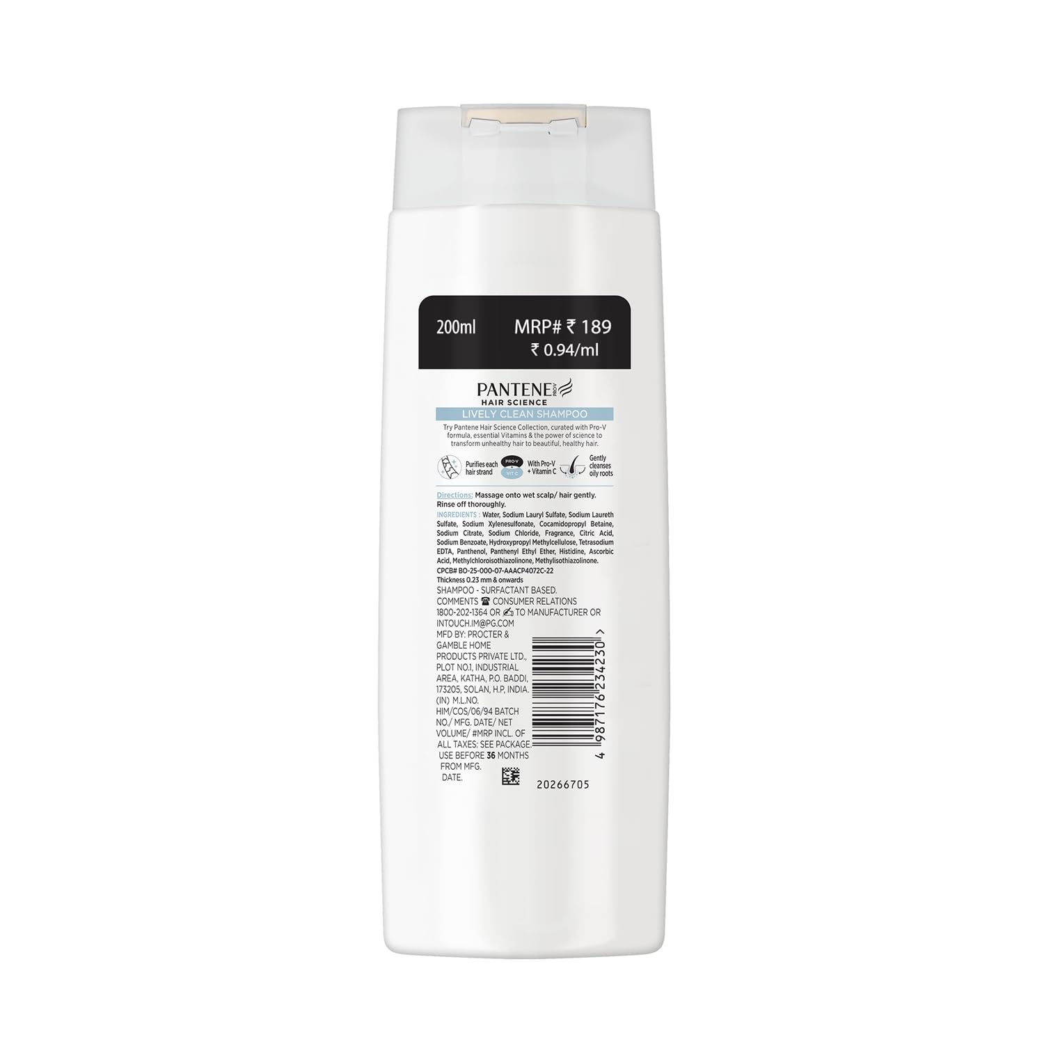 Pantene Advanced Haircare Solution Lively Clean Shampoo For Women 200ml