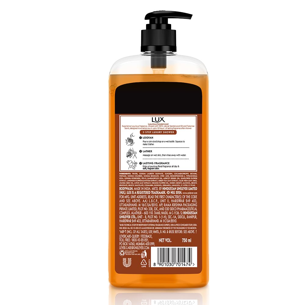 Lux Luxurious Sandalwood with Sandalwood Oil & Tuberose Scent, 750 ml