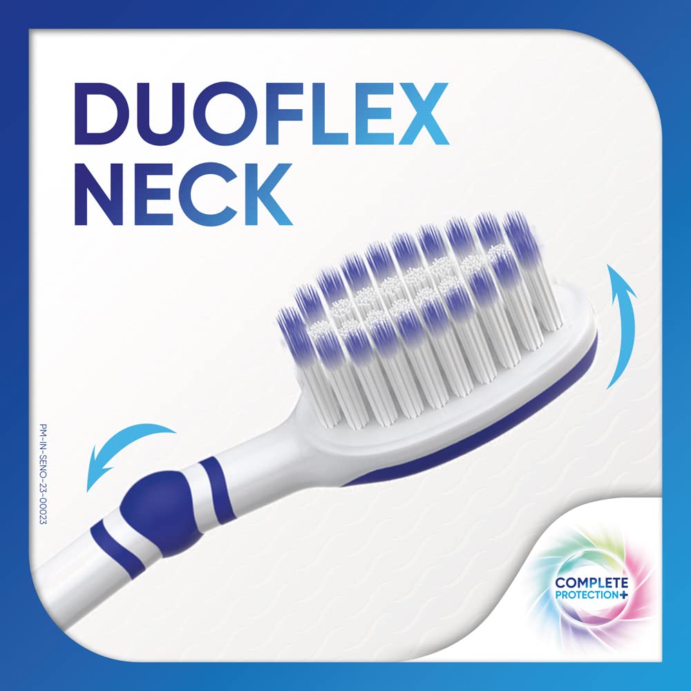 Sensodyne Toothbrush: Complete Protection+ Toothbrush With Flexible Neck For 48% Better Cleaning With Soft Tapered Bristles, 3 Piece (Buy 2 Get 1 Free), adult, manual