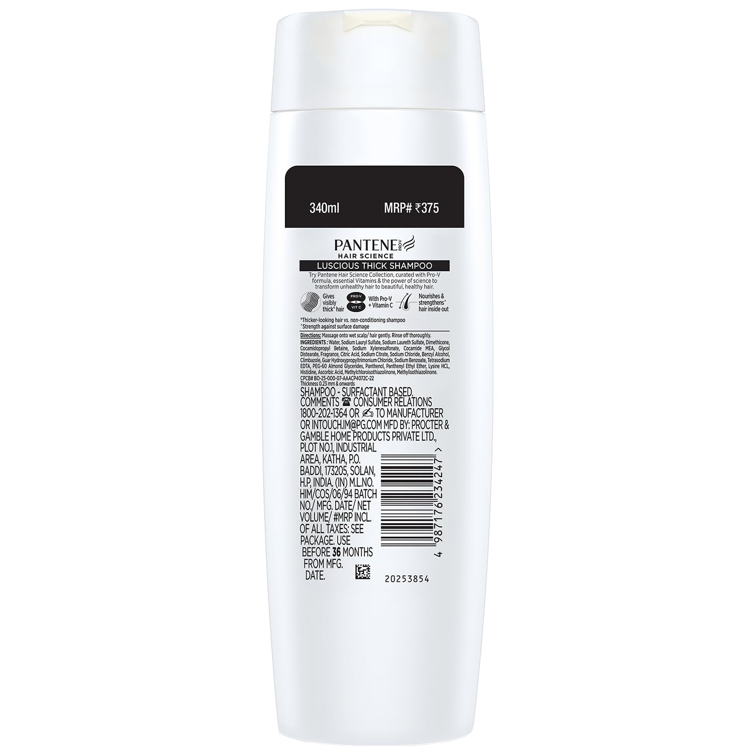 Pantene Advanced Hair Fall Solution Long Black Shampoo For Women 340 Milliliters