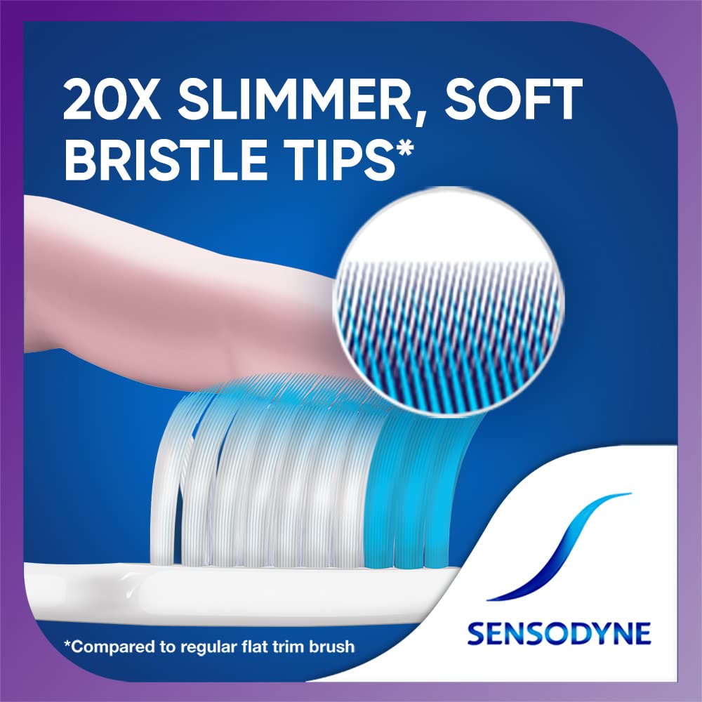Sensodyne Expert Toothbrush | 20X Slimmer Bristles for Expert Cleaning | Toothbrush Set Pack of 3 (Buy 2 Get 1 Free), Multicolour | Dentist Recommended Brand, Manual, Adult