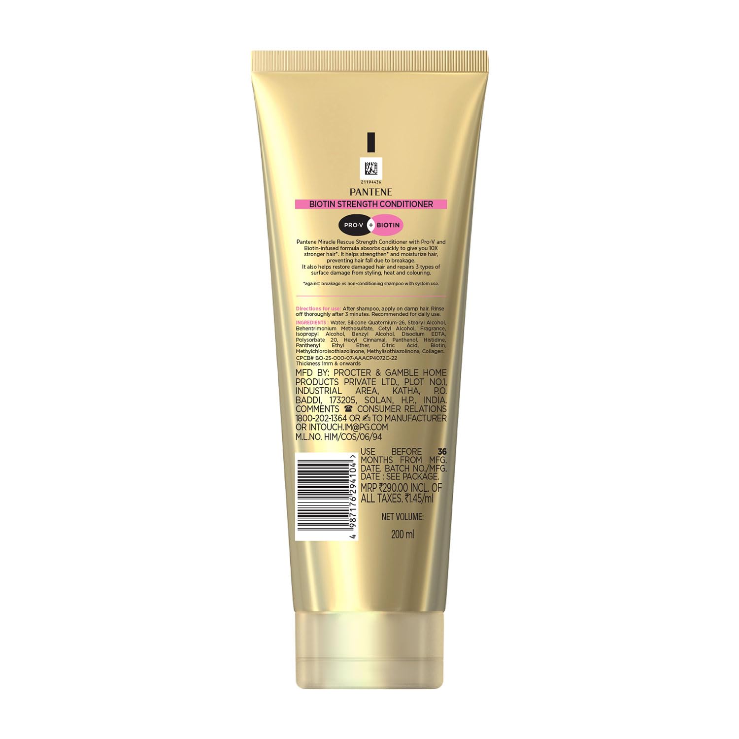 Pantene Miracle Rescue Biotin Strength Conditioner 200ml, 1 Count