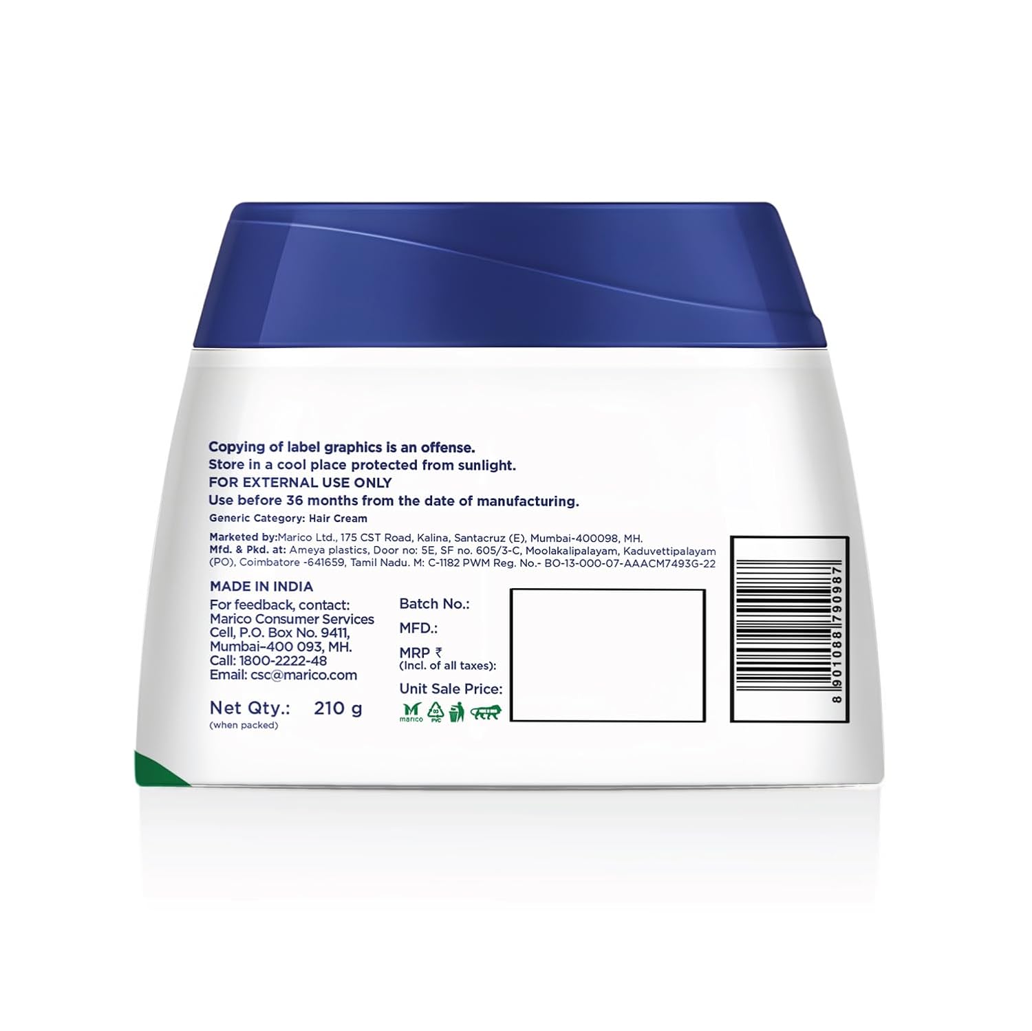 Parachute Advansed Coconut & Aloe Vera Hair Cream 210ml | Nourishes and Hydrates | 2X Shiner, Smoother, Softer | Leave-in Pre-Wash For Men & Women