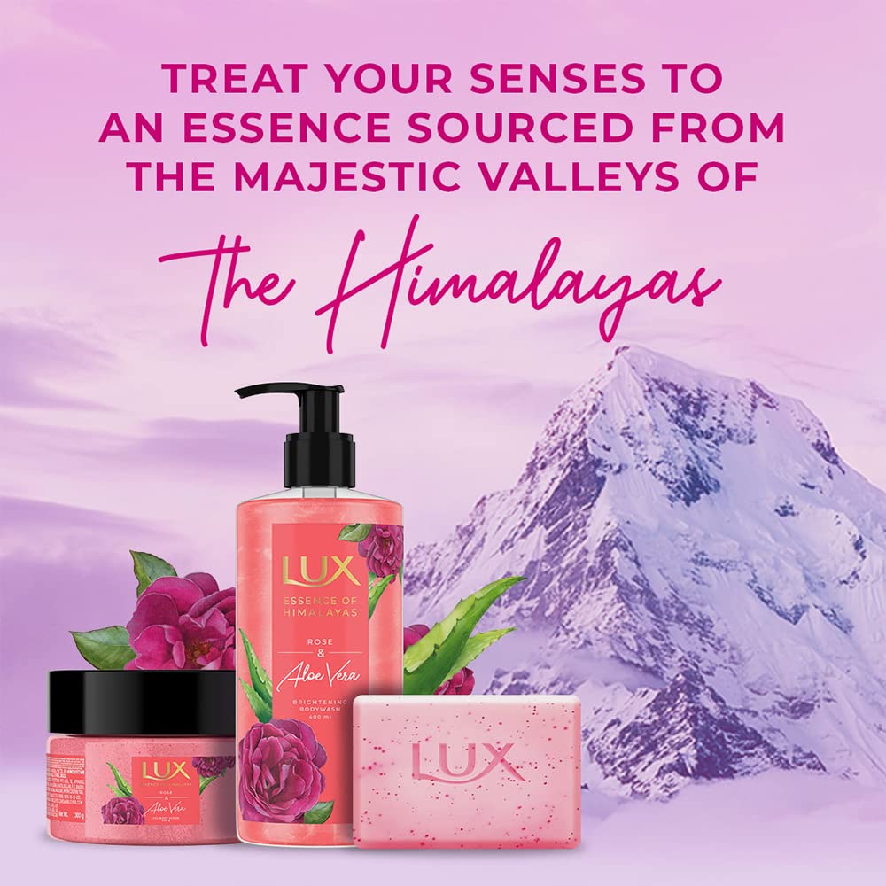 LUX Rose & Aloe Vera, Shimmering Body Wash, 400 ml, for Bright and Soft Skin, with 100% Natural Origin Rose Extract & Aloe Vera, Soap-Free, Paraben-Free, Plant Based Cleanser