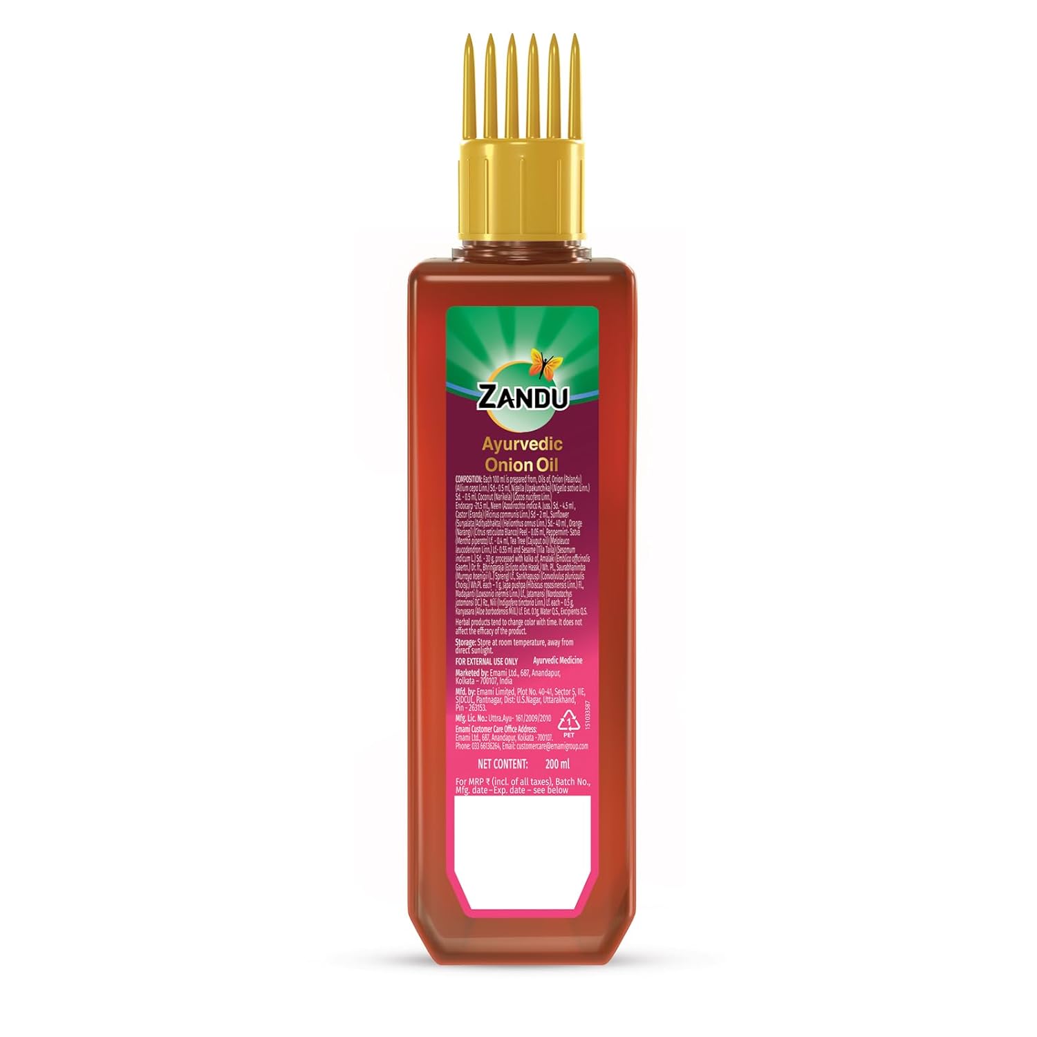 Zandu Ayurvedic Onion Oil (200ml): Power of Onions for Strong & Smooth hair | 9 Herbs & 10 Natural Oils | Helps reduce Hair Thinning & Hair Breakage | Improves Hair Quality | Controls Dandruff