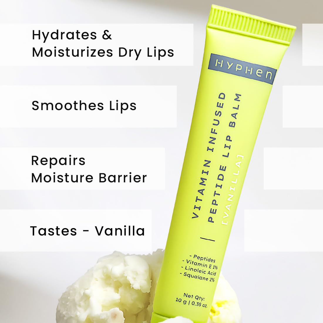 Hyphen Vitamin Infused Peptide Lip Balm - Vanilla For Dry & Chapped Lips, Hydrates & Moisturizes (10 g)