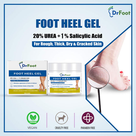 Dr Foot, Foot Heel Gel 20% Urea and 1% Salicylic Acid Moisturizes Callus Cracked Rough Dry Dead Skin and Corns Softens Thick Painful Nails – 100gm