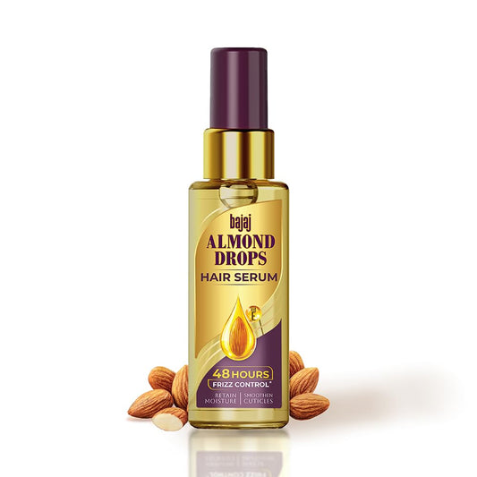 Bajaj Almond Drops Hair Serum 100 ml | With Almond Oil & Vitamin E | Nourishes Dry & Frizzy Hair.