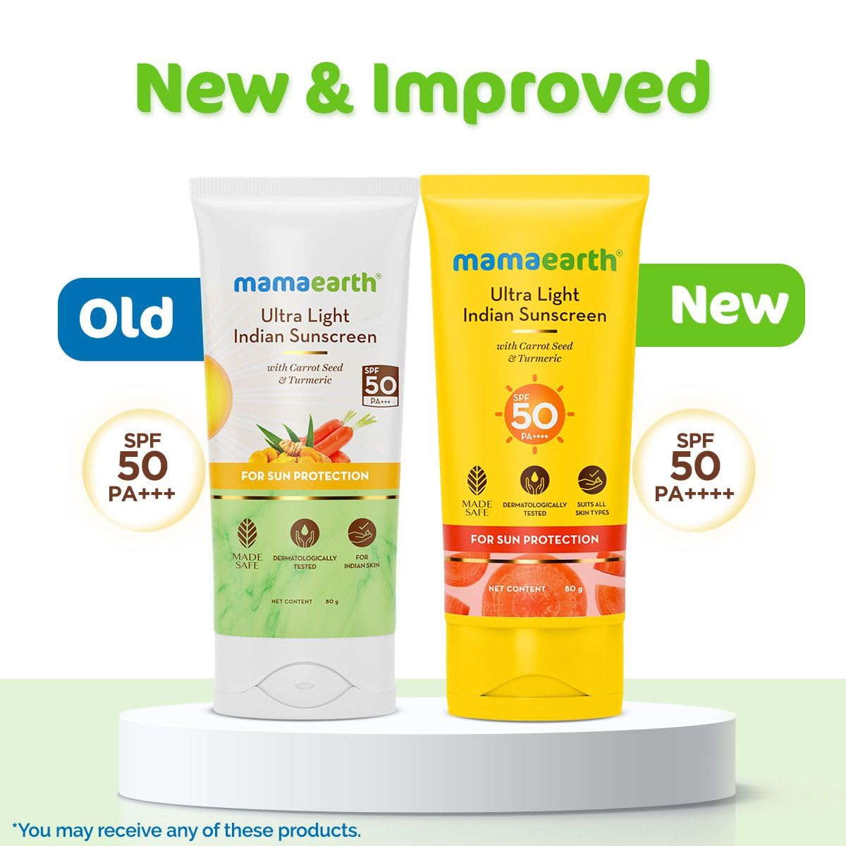 Mamaearth’s Ultra Light Natural Sunscreen Lotion SPF 50 PA+++ For Indian Skin, With Turmeric & Carrot Seed, 80ml