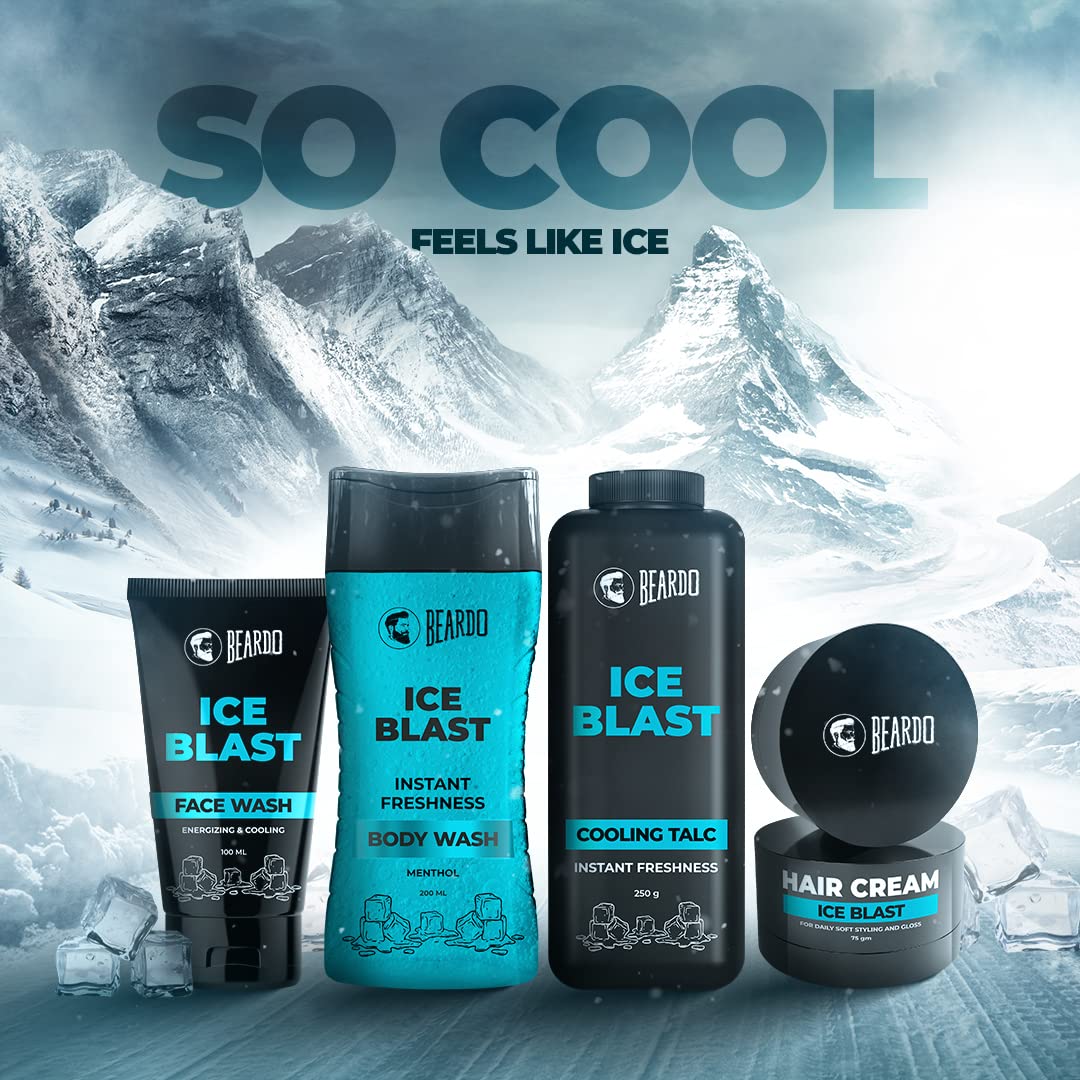 Beardo Ice Blast Cooling Talc , 250g For Instant Freshness | INSTANT ICY COOLING Talcum Powder Men