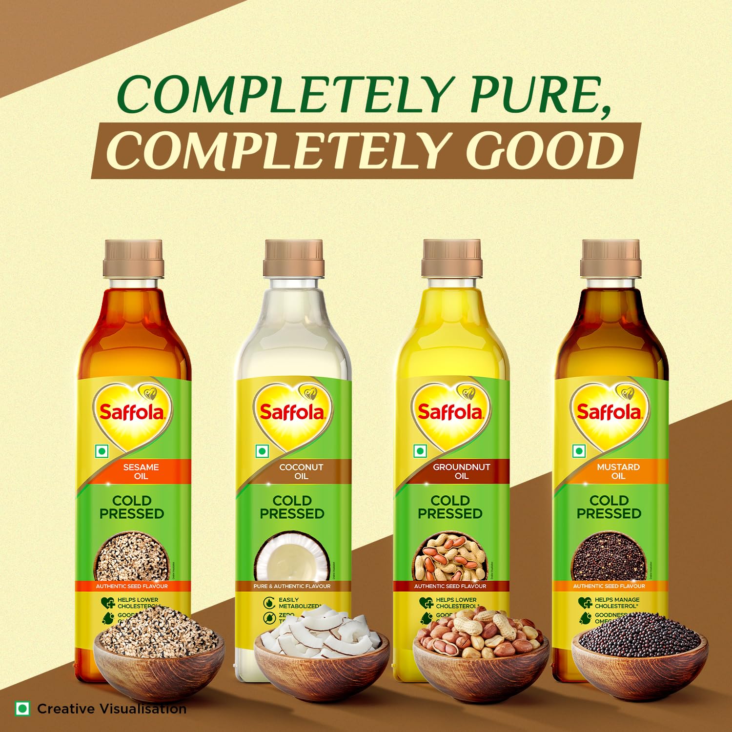 Saffola Cold Pressed Coconut Oil, 0 Trans fat, No chemicals or heat, Unrefined, 1L