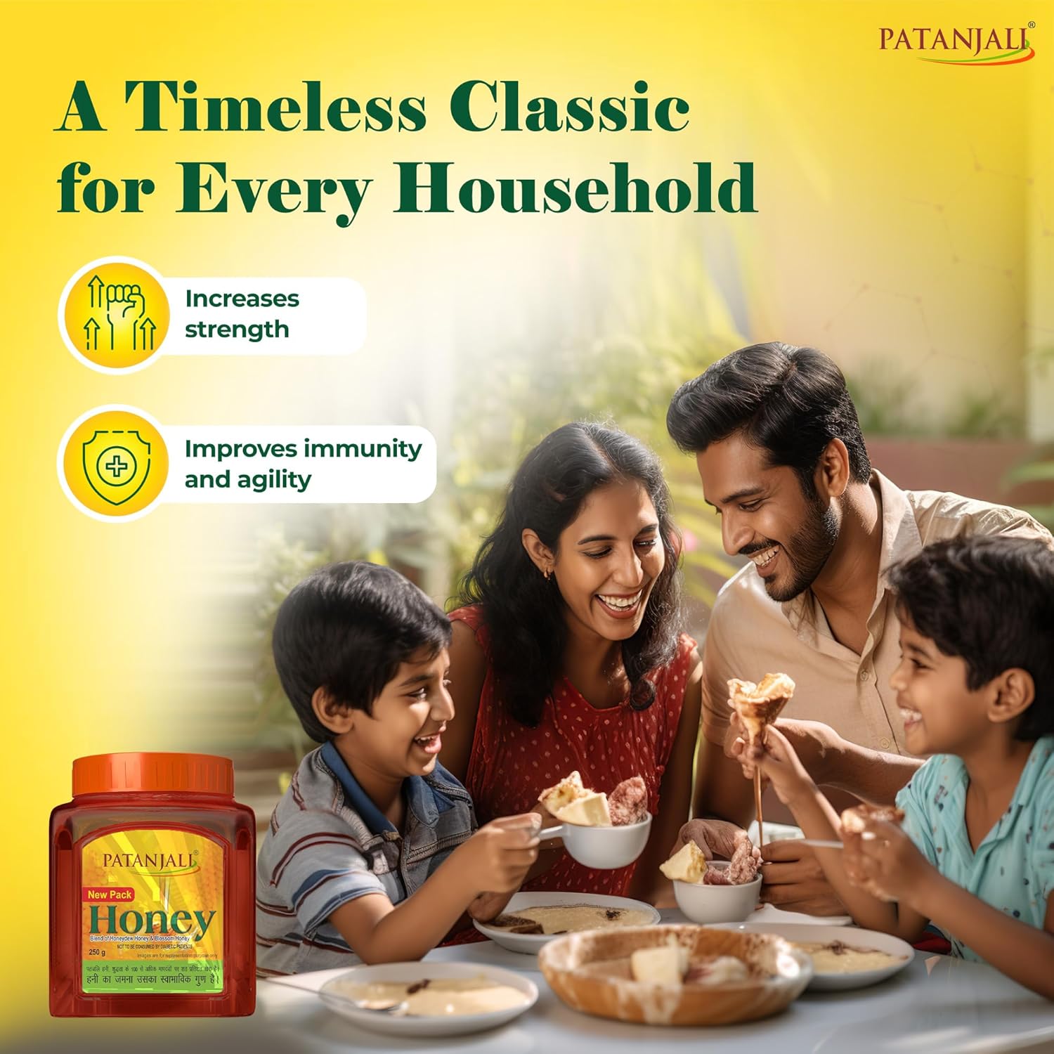 Patanjali Ayurveda Pure Honey 250g for cold, cough and fever reducing the body weight acidity