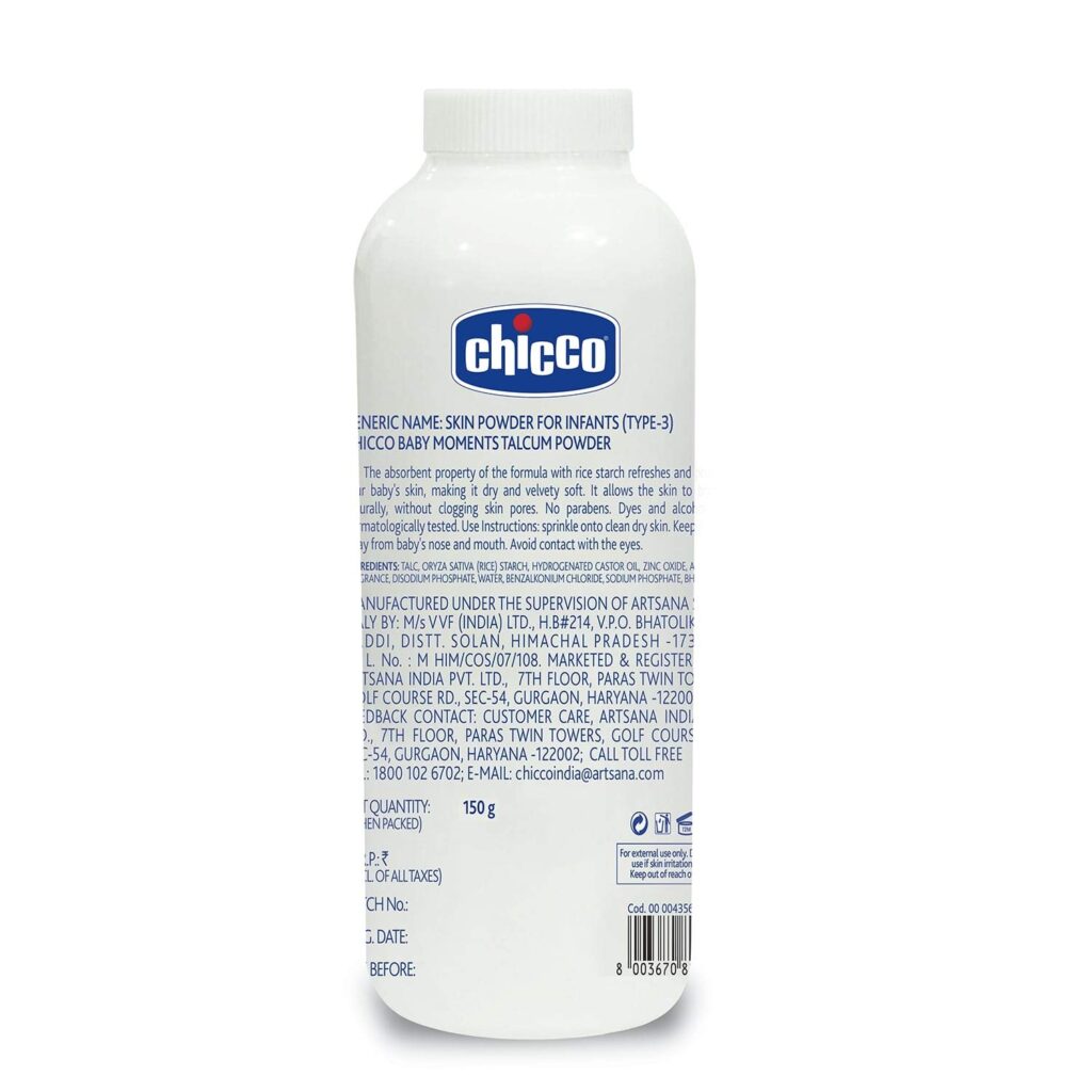 Chicco Baby Moments Talcum Powder, 0m+(150 g) Soothes and Moisturises Baby’s Skin