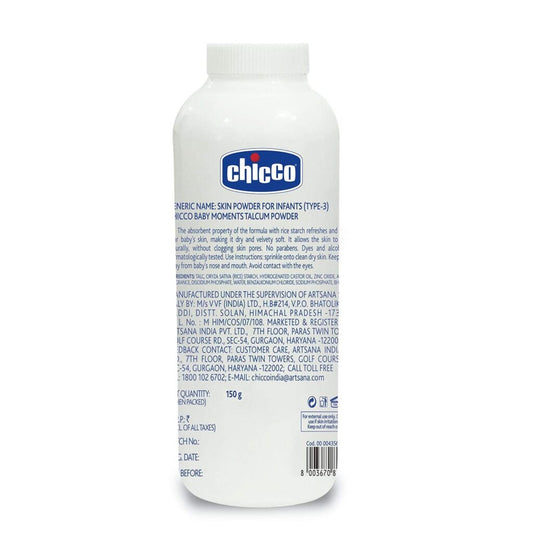 Chicco Baby Moments Talcum Powder, 0m+(150 g) Soothes and Moisturises Baby’s Skin