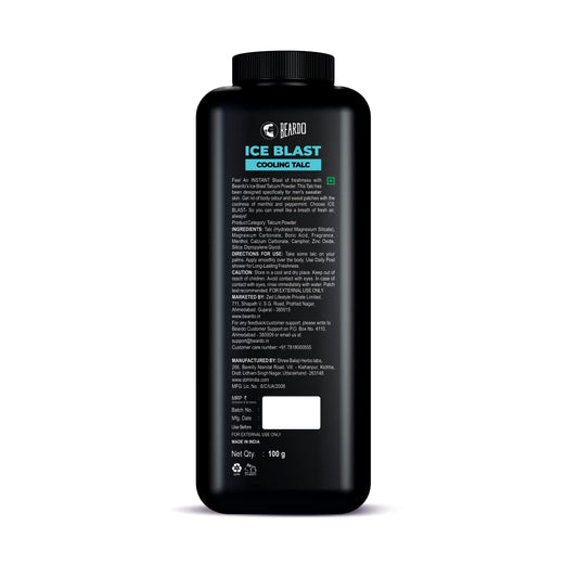 Beardo Ice Blast Cooling Talc , 250g For Instant Freshness | INSTANT ICY COOLING Talcum Powder Men