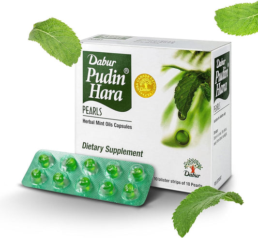Dabur Pudin Hara Pearls for Gas, Acidity, Indigestion 100 Tablet pack of 10