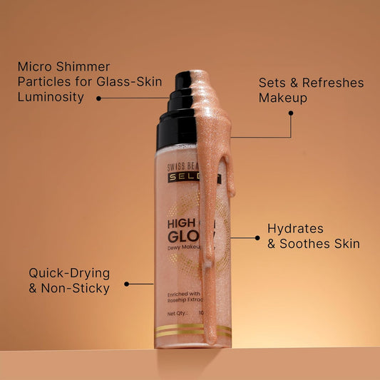 Swiss Beauty Select High on Glow Hydrating Fixer with glass-like glow | Non- Sticky & Quick Drying | 100ml