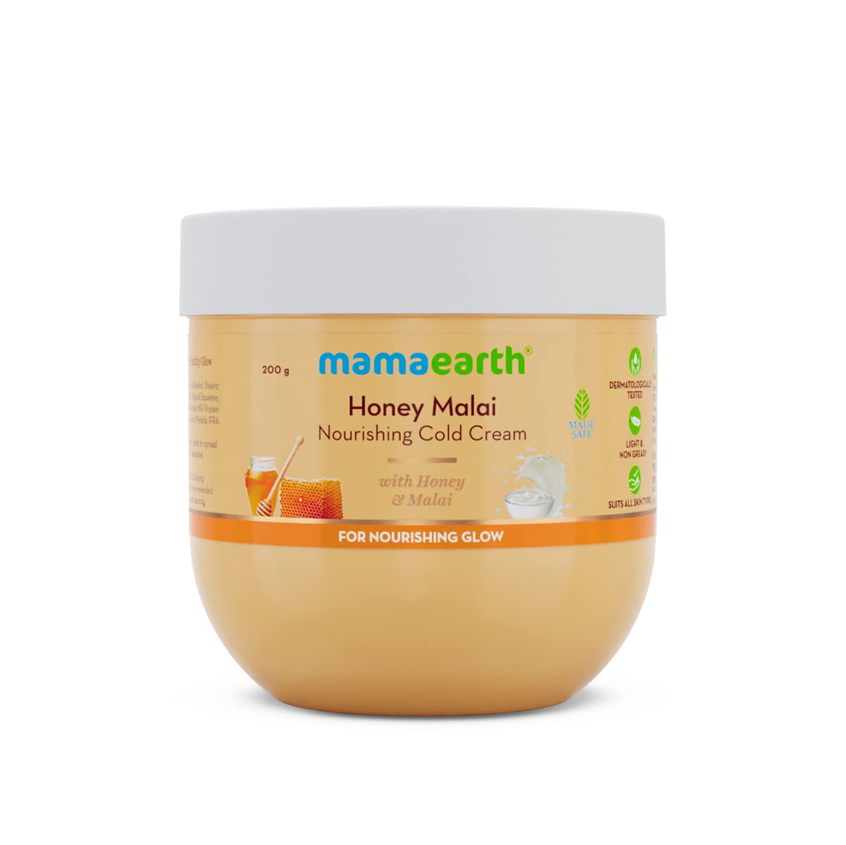 Mamaearth Honey Malai Cold Cream with Honey & Malai For Nourishing Glow - 200 gm