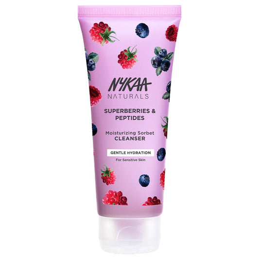 Nykaa Superberries & Peptides Moisturizing Sorbet Cleanser, Gentle Hydration Face Wash for Sensitive Skin, 100ml