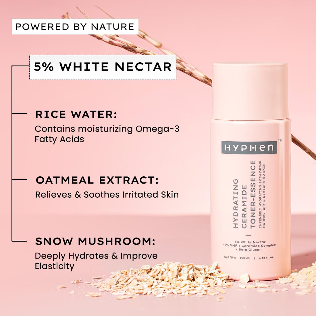 Hyphen 7% Ceramides-NMF Face Toner Essence | 5% Glass Skin Blend with Rice Water-100ml