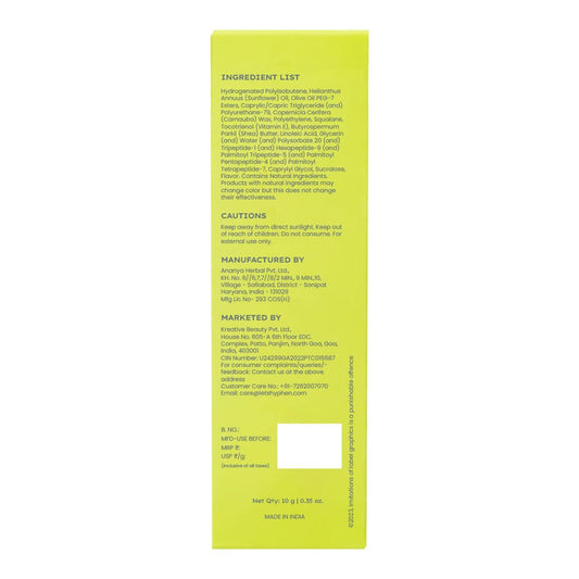 Hyphen Vitamin Infused Peptide Lip Balm - Vanilla For Dry & Chapped Lips, Hydrates & Moisturizes (10 g)
