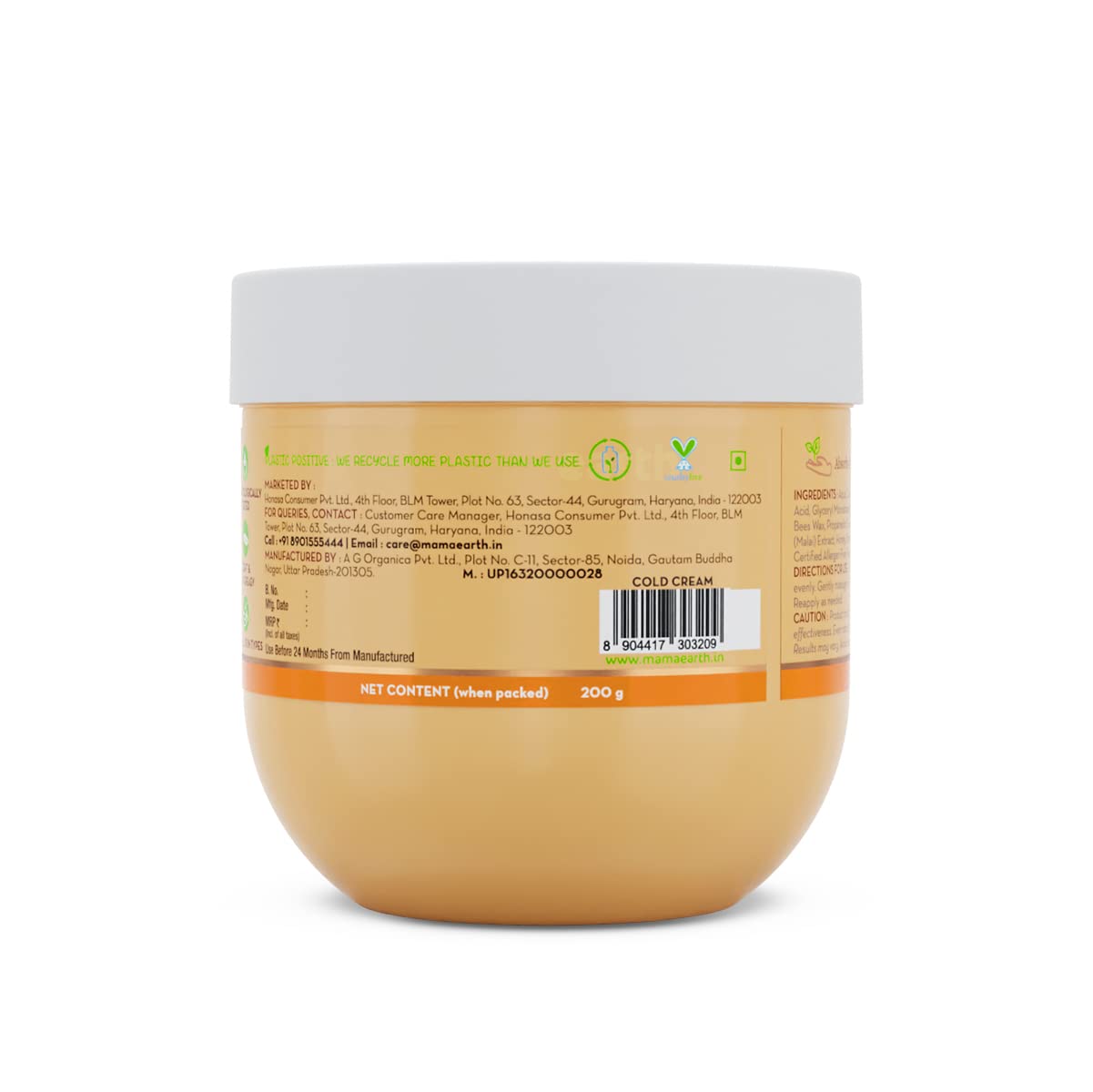 Mamaearth Honey Malai Cold Cream with Honey & Malai For Nourishing Glow - 200 gm