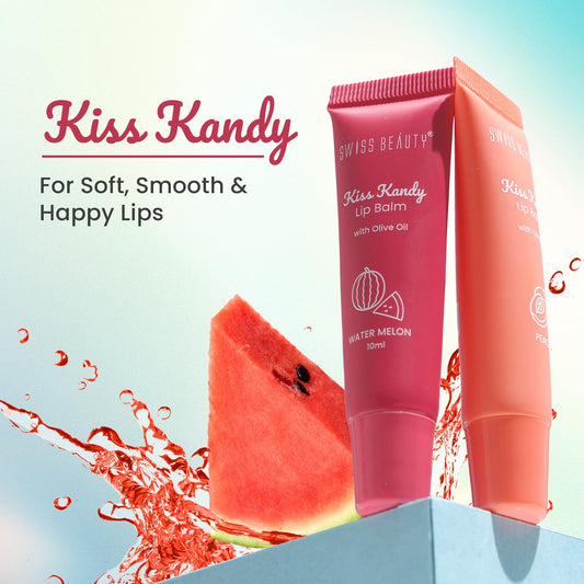 Swiss Beauty Kiss Kandy Tinted Lip Balm | Moisturising Non-Sticky Formula with Olive Oil & Vitamin E | Soft, Smooth & Hydrated Lips All Day | Cherry, 10ml
