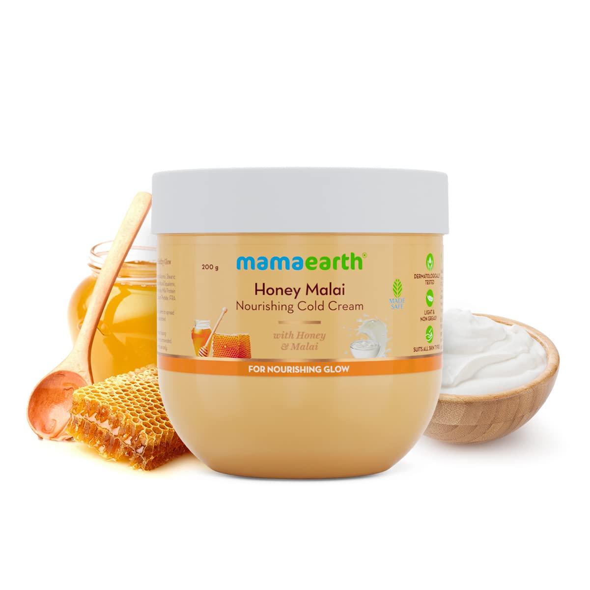 Mamaearth Honey Malai Cold Cream with Honey & Malai For Nourishing Glow - 200 gm
