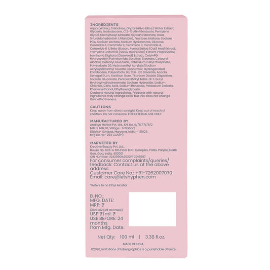 Hyphen 7% Ceramides-NMF Face Toner Essence | 5% Glass Skin Blend with Rice Water-100ml