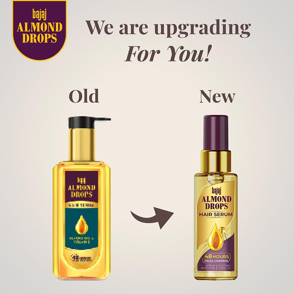 Bajaj Almond Drops Hair Serum 100 ml | With Almond Oil & Vitamin E | Nourishes Dry & Frizzy Hair.