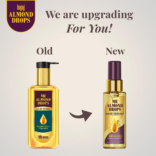 Bajaj Almond Drops Hair Serum 100 ml | With Almond Oil & Vitamin E | Nourishes Dry & Frizzy Hair.