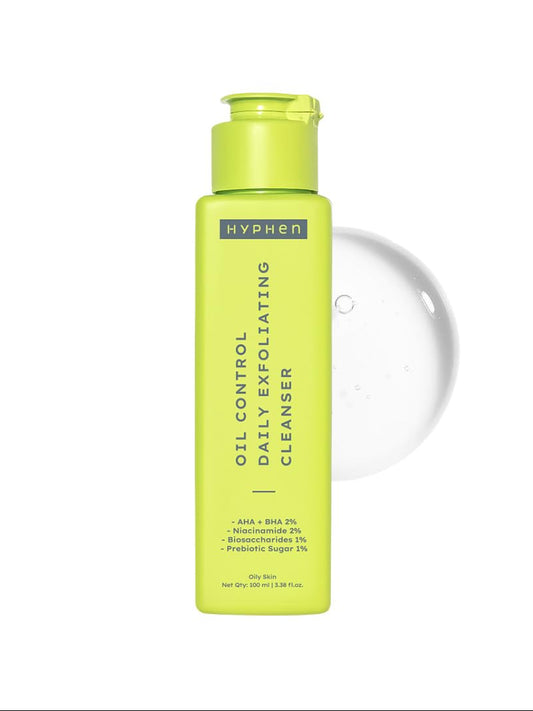 Hyphen Oil Control Daily Exfoliating Cleanser 2% AHA + BHA Salicylic Acid Face Wash For Oily Skin & Acne (100ml)