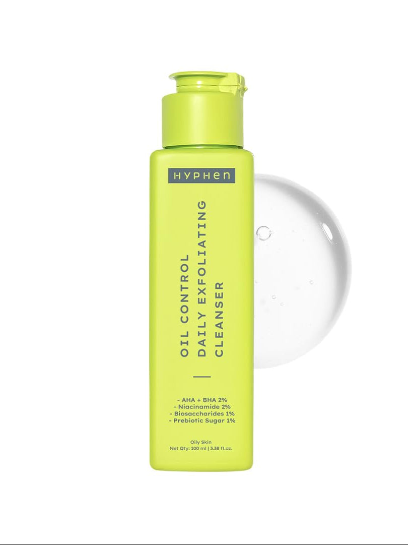 Hyphen Oil Control Daily Exfoliating Cleanser 2% AHA + BHA Salicylic Acid Face Wash For Oily Skin & Acne (100ml)