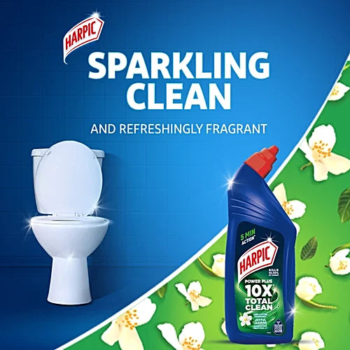 Harpic Power Plus 10x Max Clean Disinfectant Toilet Cleaner - Joyful Jasmine, 1 L