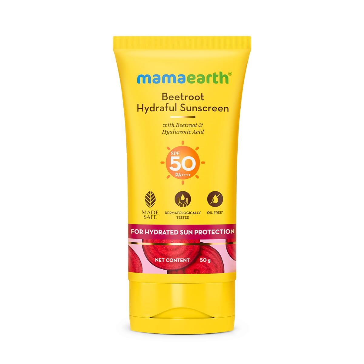 Mamaearth Beetroot Hydraful Sunscreen SPF 50 & PA++++ - 50 gm