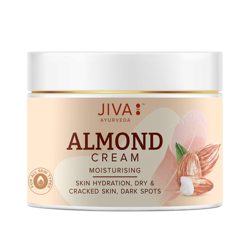 Jiva Almond Cream 100% Ayurvedic Formula Free From Paraben & Silicone | Helps With Dry Skin, Dark Spots, Wrinkles & Pigmentation | Protects Skin From UVA & UVB Rays- 100gm