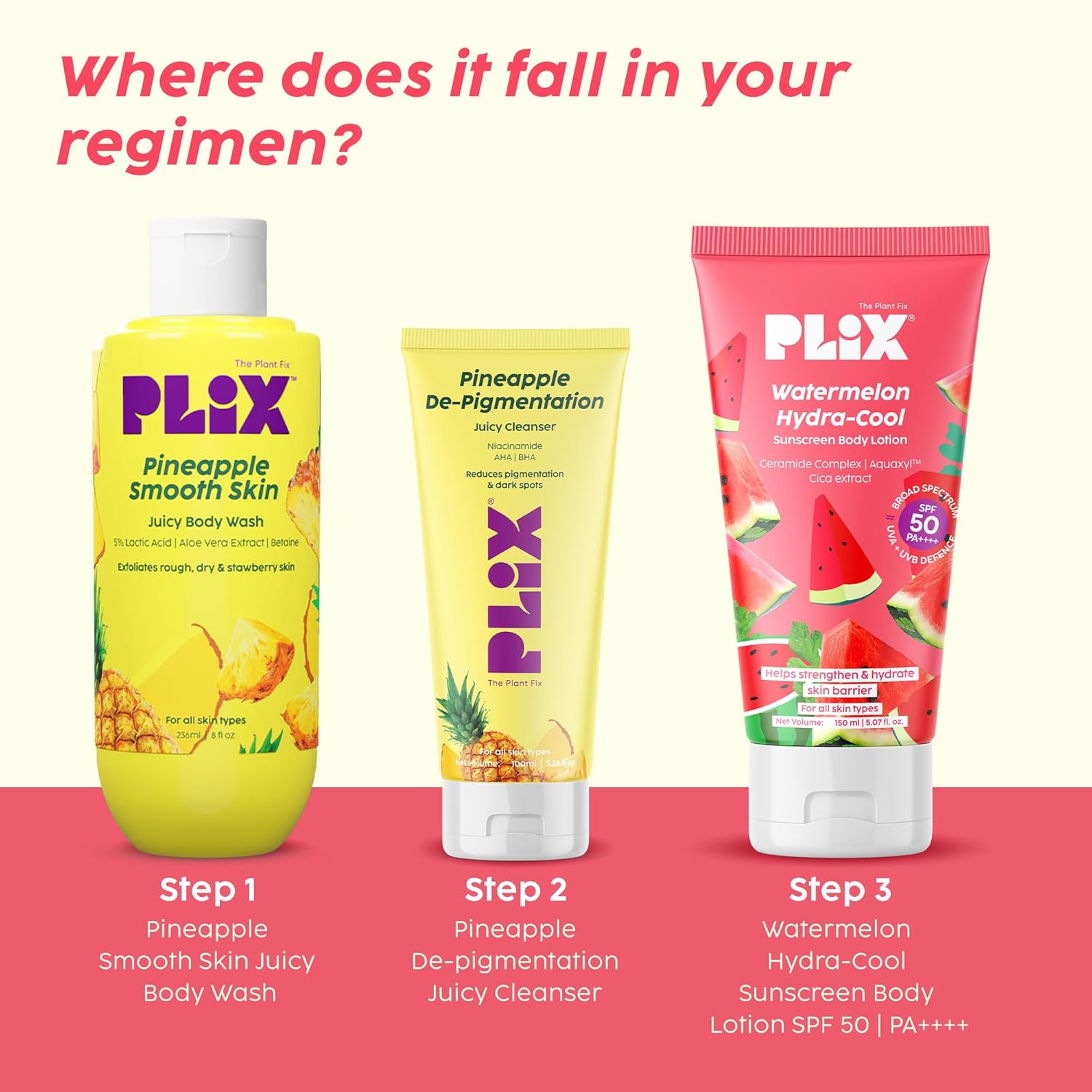 PLIX - THE PLANT FIX Watermelon Hydra-Cool Sunscreen Body Lotion With SPF 50 | PA++++ | Ceramides, Cica, Aquaxyl & Frescolat® ML | Lightweight 2-in-1 Body Lotion + Sunscreen 150ml