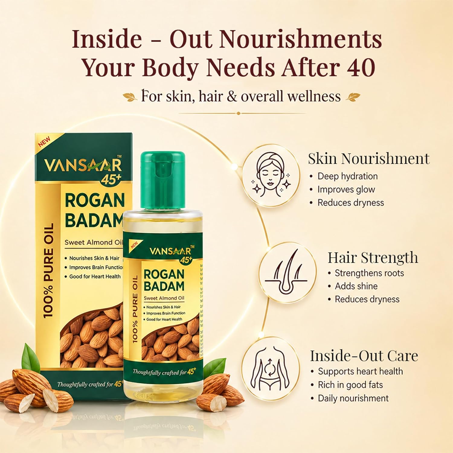 Vansaar 45+ Rogan Badam Oil - 100ml