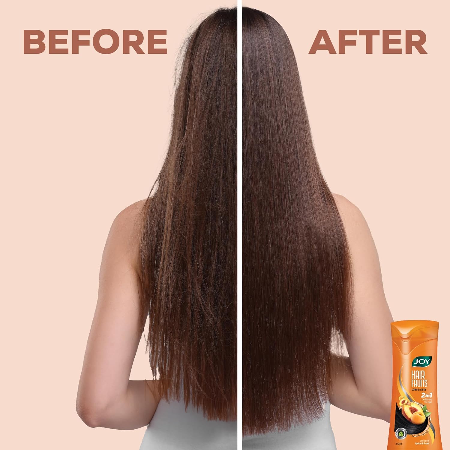 Joy Apricot & Peach Conditioning Shampoo for Growing Long & Silky Hair (340ml x 2)