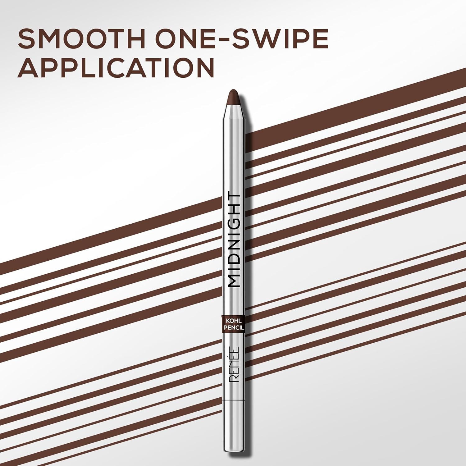 RENEE Midnight Kohl Pencil- Brown | Waterproof, Smudge-proof Kajal With Sharpener | Matte Finish, Long-lasting Upto 24 Hours | One-swipe Application With Vitamin E | 1.5 g