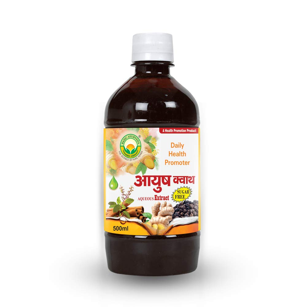 Basic Ayurveda Ayush Kwath Aqueous Extract Sugar Free 500 ml For respiratory system, cough and cold