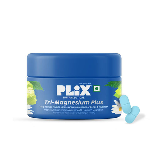 PLIX THE PLANT FIX Tri-Magnesium Plus Tablets With 1600mg Triple Magnesium Complex with Chamomile Extract | Helps in reduce muscle soreness & supports sleep | 60 Tablets